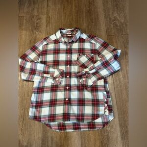 Jack Wills Women's Red and White Plaid Button Down Shirt